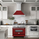 ZLINE 36-Inch Wall Mount Range Hood in Satin Stainless Steel with Red Gloss Shell (8654SNX-RG-36)