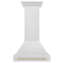 ZLINE 30-Inch Autograph Edition Wall Mount Range Hood in Satin Stainless Steel with Gold Handle (8654SNZ-30-G)