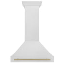 ZLINE 36-Inch Autograph Edition Wall Mount Range Hood in Satin Stainless Steel with Champagne Bronze Handle (8654SNZ-36-CB)