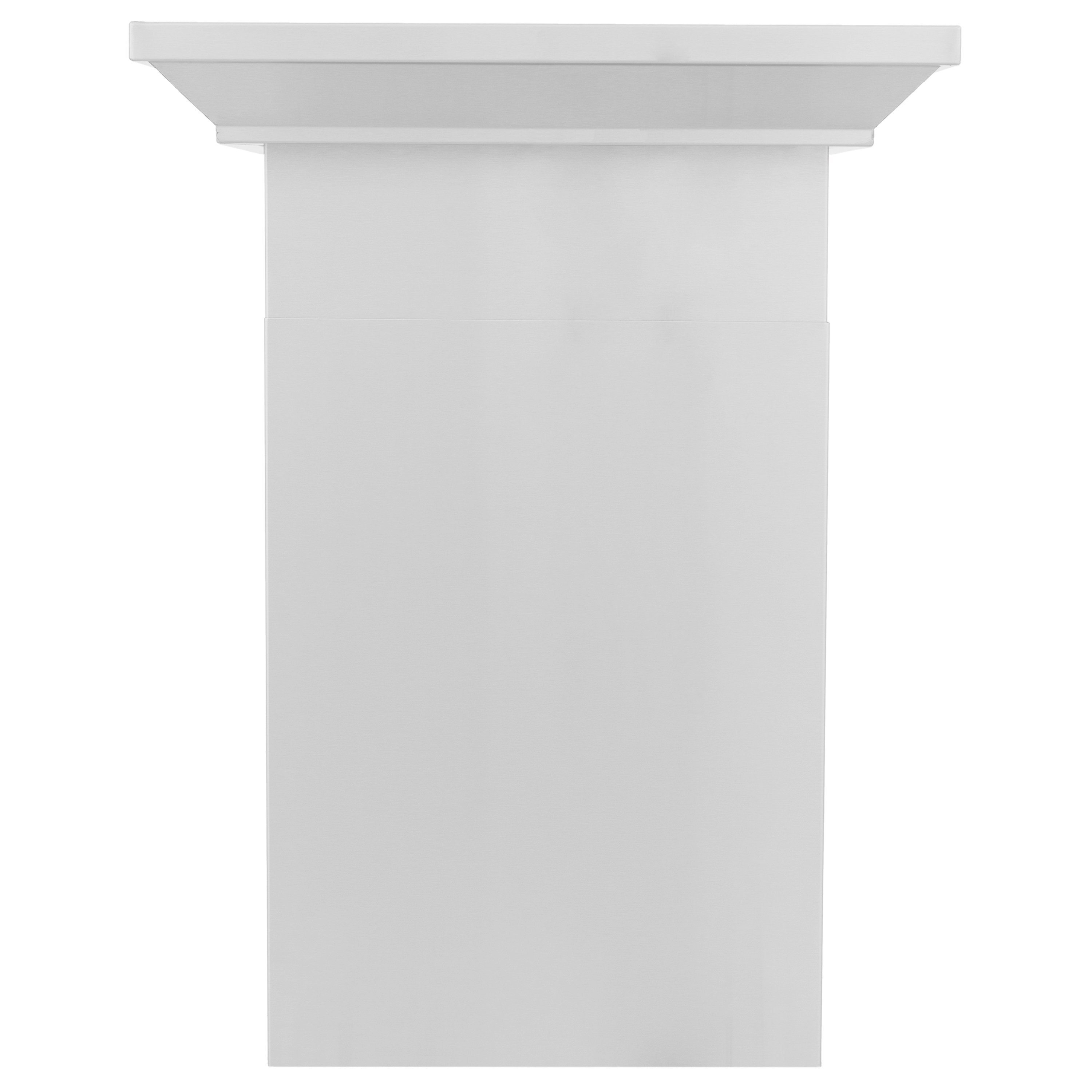 White wall-mount crown molding profile with flat top and chimney-style body