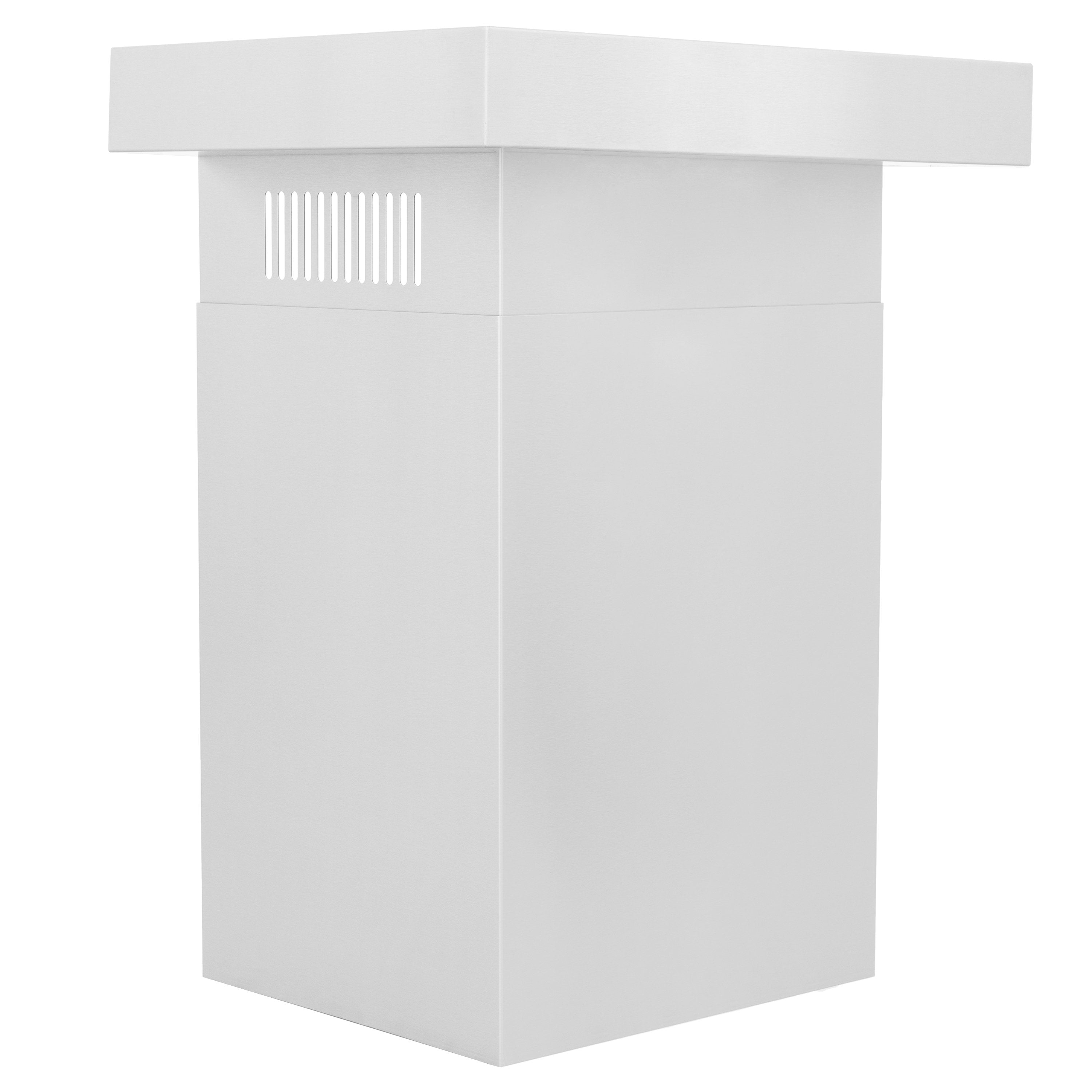 Wall-mount crown molding profile in white with vertical seam lines on front