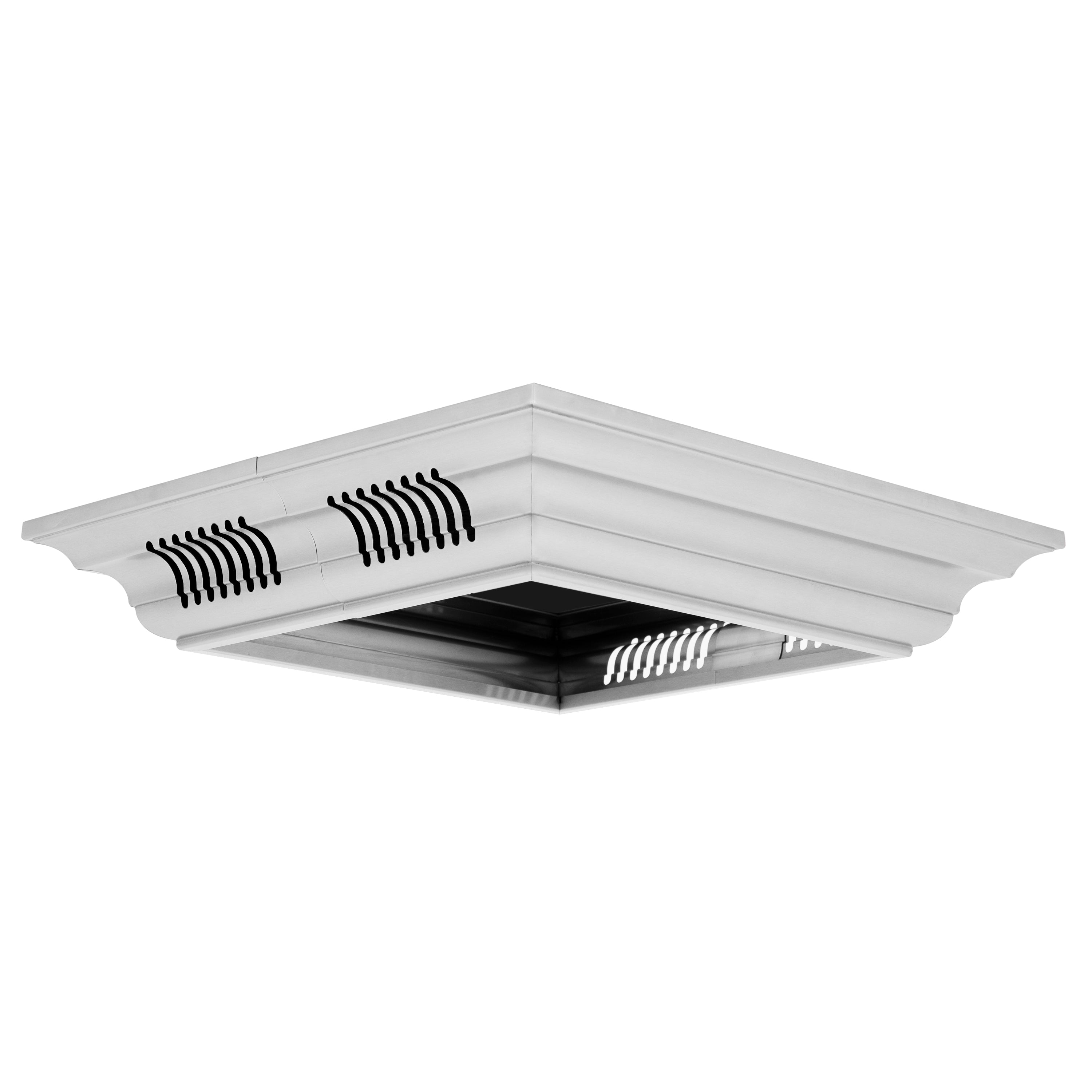 Stainless steel crown molding ceiling speaker module with built-in speaker grilles and black trim