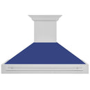 ZLINE 48-Inch Wall Mount Range Hood in Stainless Steel with Blue Matte Shell and Stainless Steel Handle (8654STX-BM-48)