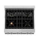ZLINE 30-inch Legacy Series Dual Fuel Range with 4 Gas Brass Burners, Griddle and 4.0 Cu. Ft. Electric Oven in Stainless Steel (RA-BR-GR-30)