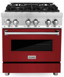 ZLINE 30-inch Legacy Series Dual Fuel Range with Red Gloss Door (RA-RG-30)