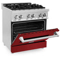 ZLINE 30-inch Legacy Series Dual Fuel Range with Red Gloss Door (RA-RG-30)