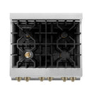 ZLINE Autograph Edition 2-Piece Appliance Package - 30-Inch Dual Fuel Range & Wall Mounted Range Hood in Stainless Steel with Champagne Bronze Trim (2AKP-RARH30-CB)