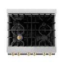 ZLINE Legacy Series Autograph Edition 30-inch Dual Fuel Range with Gas Stove and 4.0 Cu. Ft. Electric Oven in Stainless Steel with Gold Accents (RAZ-30-G)