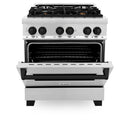 ZLINE Legacy Series Autograph Edition 30-inch Dual Fuel Range with Gas Stove and 4.0 Cu. Ft. Electric Oven in Stainless Steel with Matte Black Accents (RAZ-30-MB)