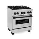 ZLINE Legacy Series Autograph Edition 30-inch Dual Fuel Range with Gas Stove and 4.0 Cu. Ft. Electric Oven in Stainless Steel with Matte Black Accents (RAZ-30-MB)