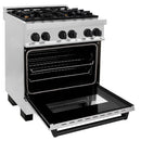ZLINE Autograph Edition 2-Piece Appliance Package - 30-Inch Dual Fuel Range & Wall Mounted Range Hood in Stainless Steel with Matte Black Trim (2AKP-RARH30-MB)