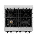 ZLINE Legacy Series Autograph Edition 30-inch Dual Fuel Range with Gas Stove and 4.0 Cu. Ft. Electric Oven in Stainless Steel with Matte Black Accents (RAZ-30-MB)
