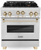 ZLINE Autograph Edition 30-Inch 4.0 cu. ft. Range with Gas Stove and Gas Oven in DuraSnow® Stainless Steel with Gold Accents (RGSZ-SN-30-G)