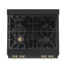 ZLINE Autograph Edition 30-Inch Porcelain Rangetop with 4 Gas Burners in Black Stainless Steel and Champagne Bronze Accents (RTBZ-30-CB)