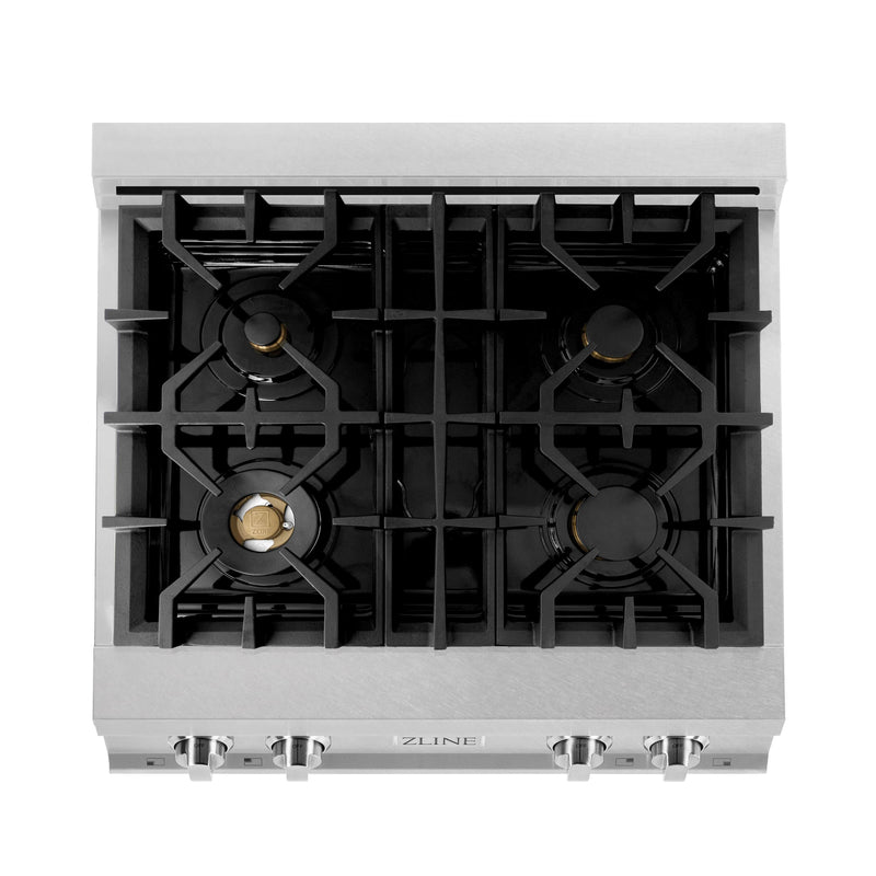 ZLINE 30-Inch Porcelain Gas Stovetop in DuraSnow® Stainless Steel with 4 Gas Brass Burners (RTS-BR-30)