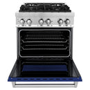 ZLINE 2-Piece Appliance Package - 30-inch Dual Fuel Range with Blue Gloss Door and Convertible Vent Range Hood in Stainless Steel (2KP-RABGRH30)