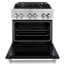 ZLINE 2-Piece Appliance Package - 30-inch Dual Fuel Range with Black Matte Door and Convertible Vent Range Hood in Stainless Steel (2KP-RABLMRH30)