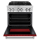 ZLINE 2-Piece Appliance Package - 30-inch Dual Fuel Range with Red Gloss Door and Convertible Vent Range Hood in Stainless Steel (2KP-RARGRH30)