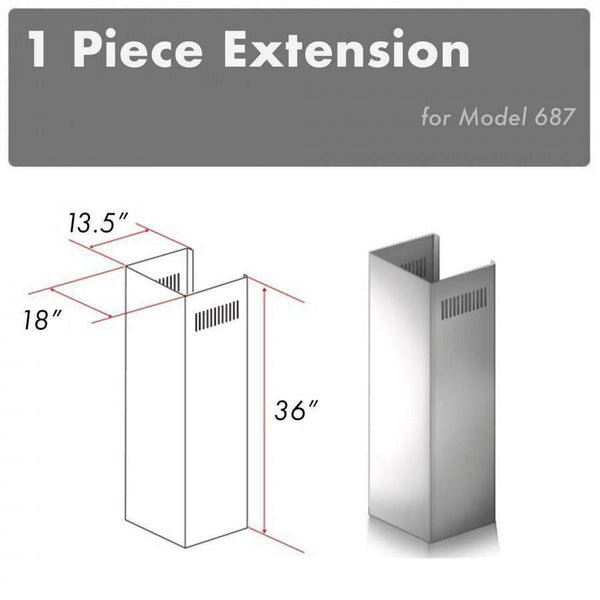 ZLINE 1 Piece Chimney Extension for 10' Ceiling (1PCEXT-687) Range Hood Accessories ZLINE 
