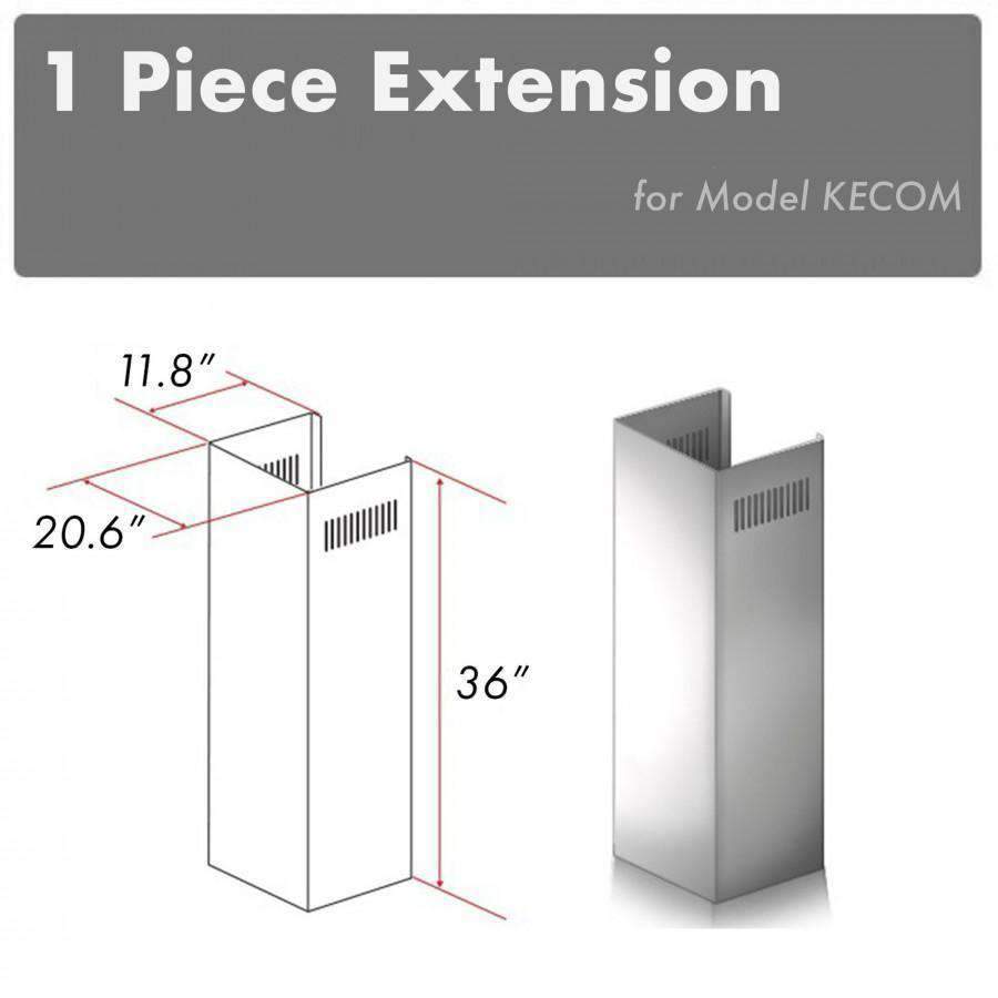 1-piece stainless steel chimney extension with vent slots, 36 in height