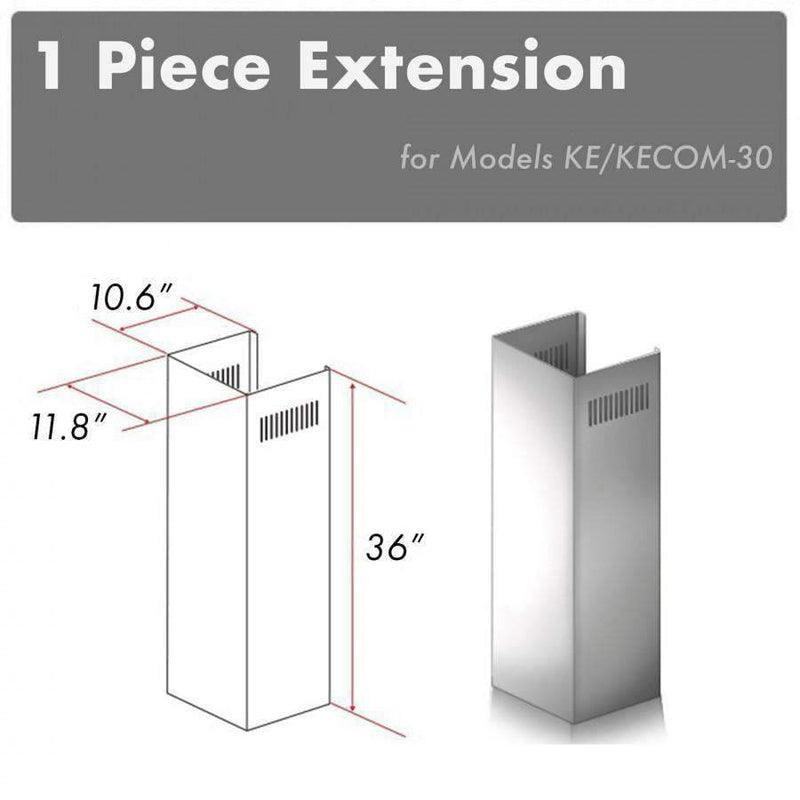 ZLINE 1 Piece Chimney Extension for 10' Ceilings (1PCEXT-KE/KECOM-30) Range Hood Accessories ZLINE 