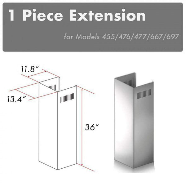 ZLINE 1 Piece Chimney Extension for 10 Feet Ceiling (1PCEXT-455/476/477/667/697) Range Hood Accessories ZLINE 