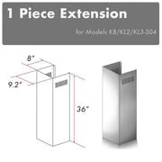 ZLINE 1-Piece Chimney Extension for 10 Ft. Ceiling in Stainless Steel (1PCEXT-KB/KL2/KL3-304)