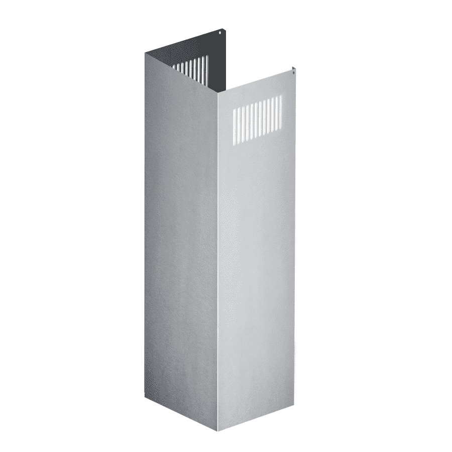 Stainless steel chimney extension with vented top and side grille panels