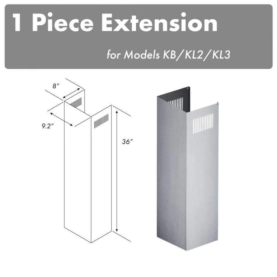Stainless steel 1-piece chimney extension for KB/KL2/KL3, vented top and grilles
