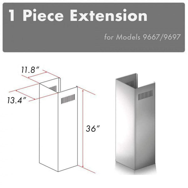 ZLINE 1 Piece Chimney Extension for 10ft. Ceilings (1PCEXT-9667/9697) Range Hood Accessories ZLINE 