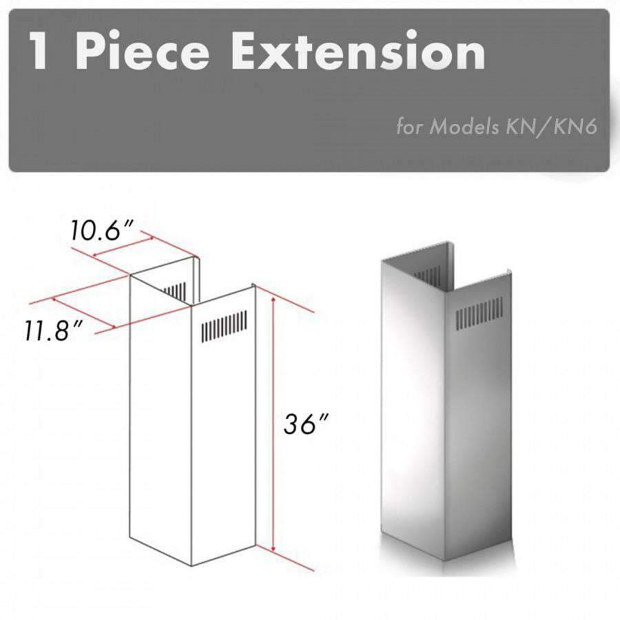ZLINE stainless steel chimney extension sleeve with two vent slots, rectangular