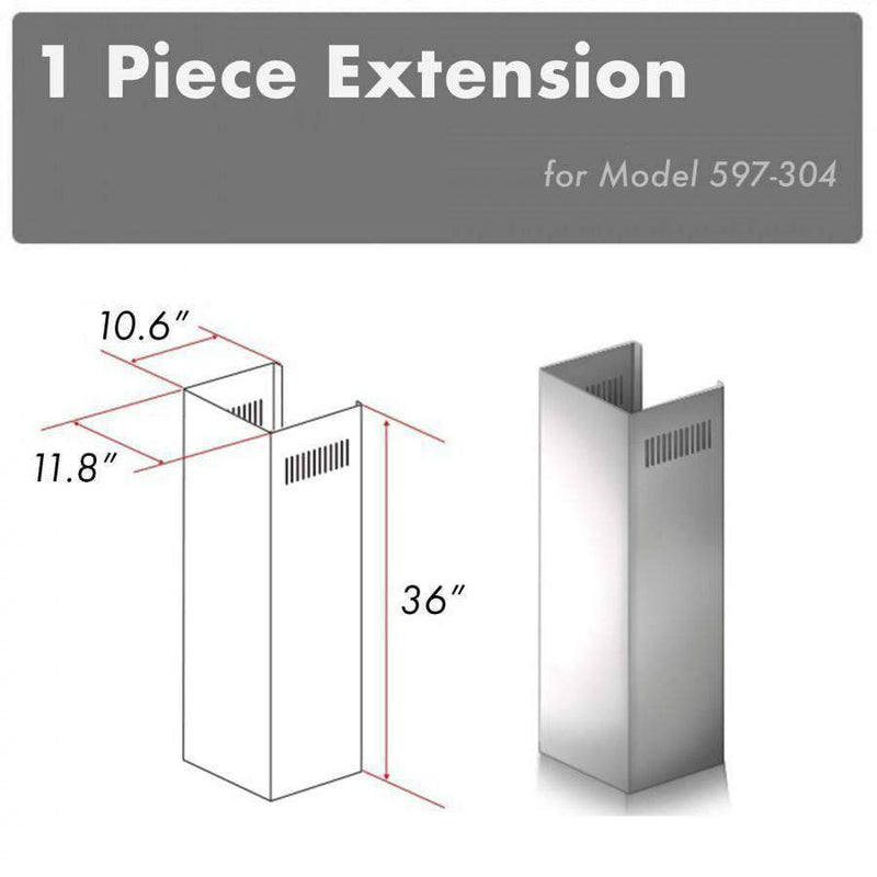 ZLINE 1 Piece Outdoor Chimney Extension for 10' Ceilings,1PCEXT-597-304 Range Hood Accessories ZLINE 