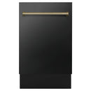 ZLINE 18" Autograph Edition Tall Tub Dishwasher in Black Stainless Steel with Champagne Bronze Handle (DWVZ-BS-18-CB) Dishwashers ZLINE 