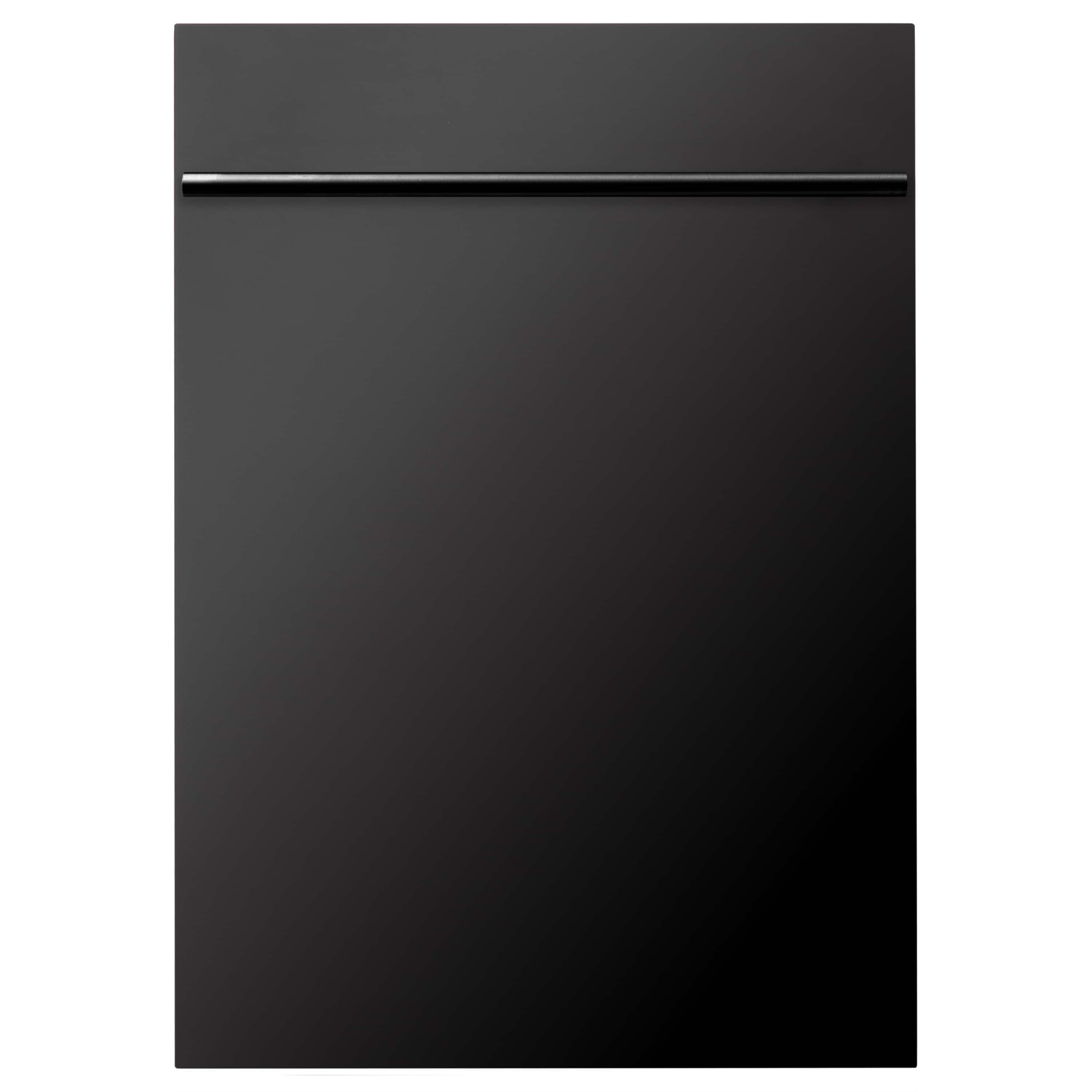 Black stainless steel compact dishwasher front door with slim handle