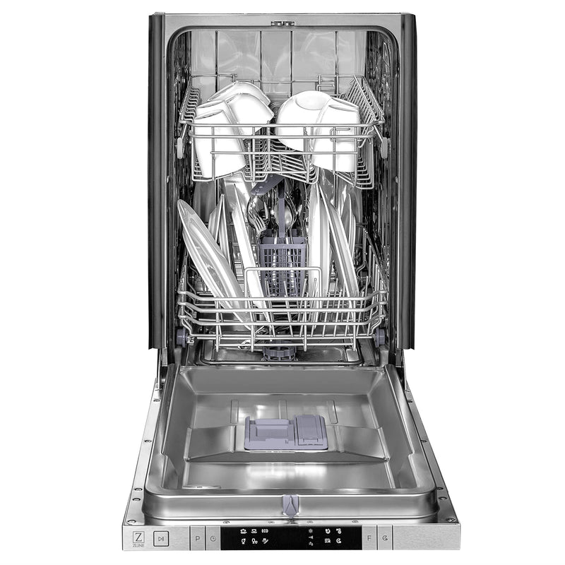 ZLINE 18" Compact Black Stainless Steel Top Control Dishwasher with Stainless Steel Tub and Modern Style Handle, 40dBa (DW-BS-H-18) Dishwashers ZLINE 