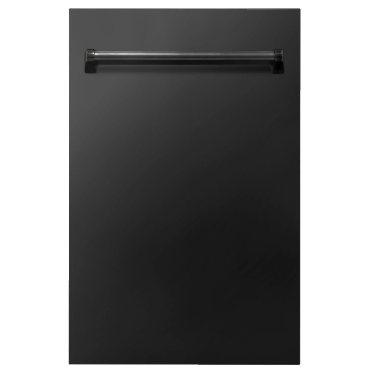 ZLINE 18-inch dishwasher in black stainless steel with traditional front handle