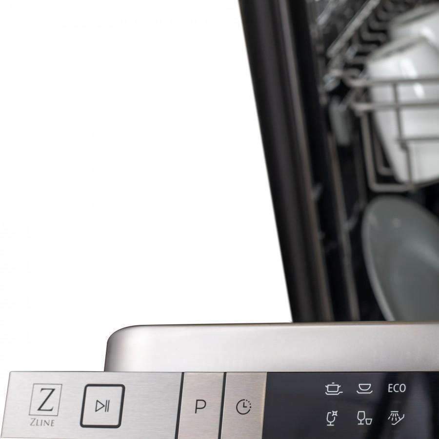 ZLINE dishwasher control panel with display and program icons