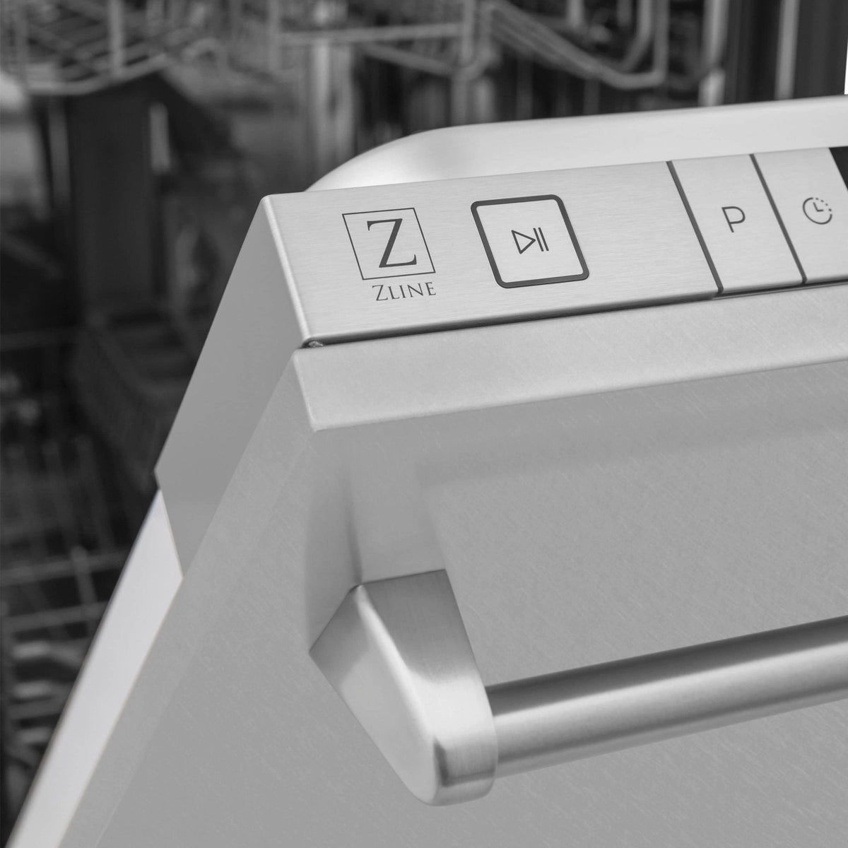 ZLINE 18-inch dishwasher handle and control panel, satin stainless steel front