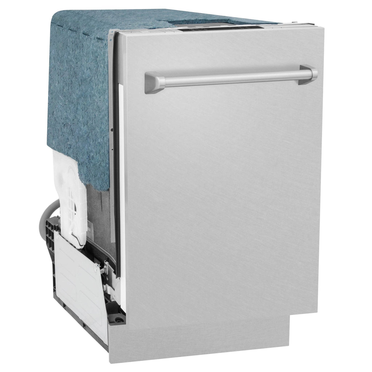 ZLINE 18-inch dishwasher closed front with satin stainless steel finish and handle