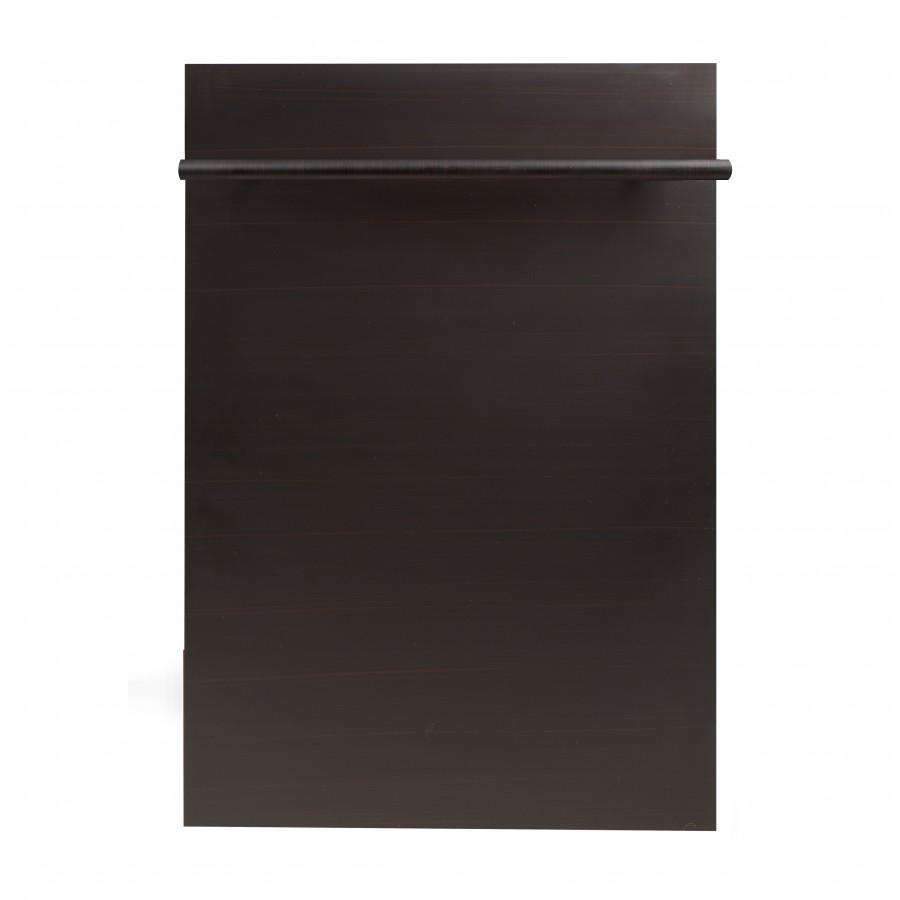 Dishwasher front panel in dark bronze with top trim