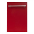 ZLINE 18" Dishwasher in Red Gloss with Stainless Steel Tub and Modern Style Handle (DW-RG-H-18) Dishwashers ZLINE 
