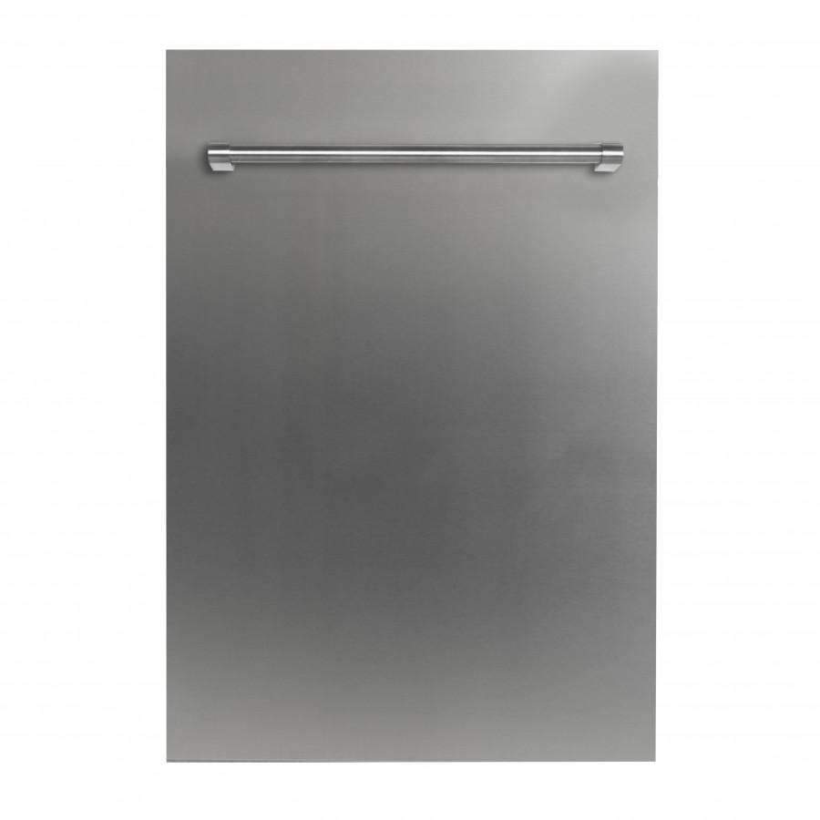 Stainless steel dishwasher door panel with top handle bar