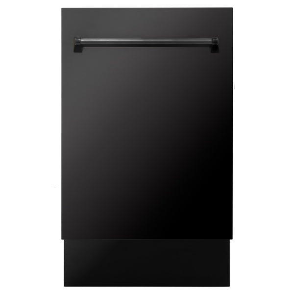 ZLINE 18" Tallac Series 3rd Rack Top Control Dishwasher in Black Stainless Steel with Stainless Steel Tub, 51dBa (DWV-BS-18) Dishwashers ZLINE 
