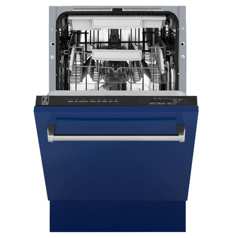 ZLINE 18" Tallac Series 3rd Rack Top Control Dishwasher in Blue Gloss with Stainless Steel Tub, 51dBa (DWV-BG-18) Dishwashers ZLINE 