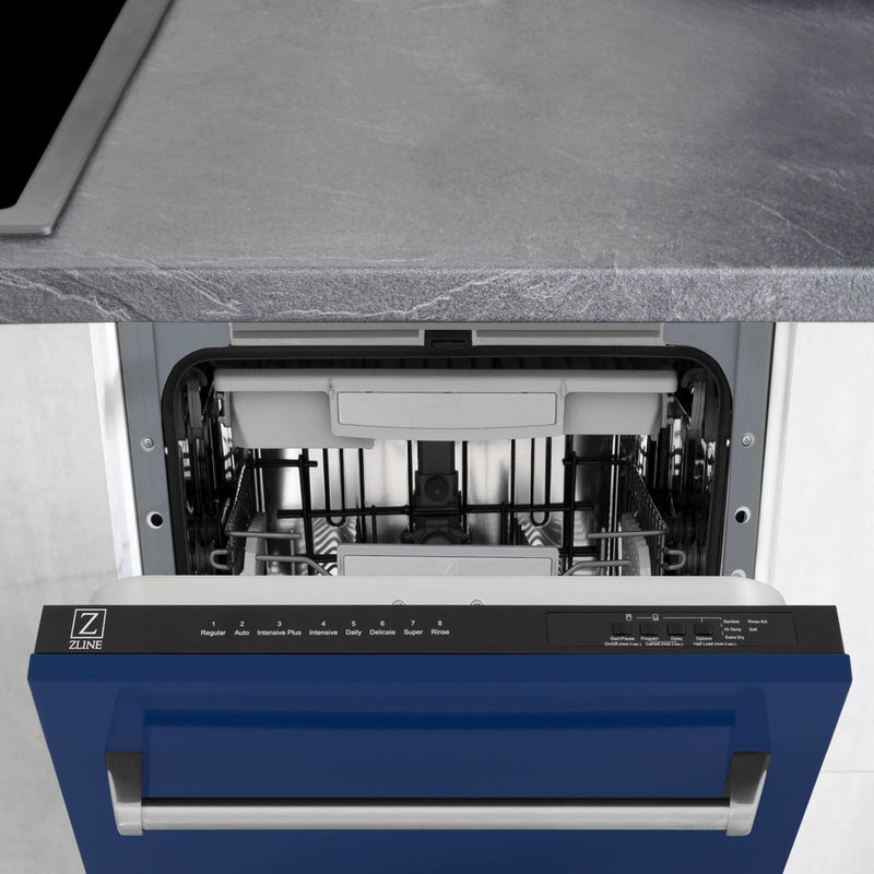 ZLINE 18" Tallac Series 3rd Rack Top Control Dishwasher in Blue Gloss with Stainless Steel Tub, 51dBa (DWV-BG-18) Dishwashers ZLINE 