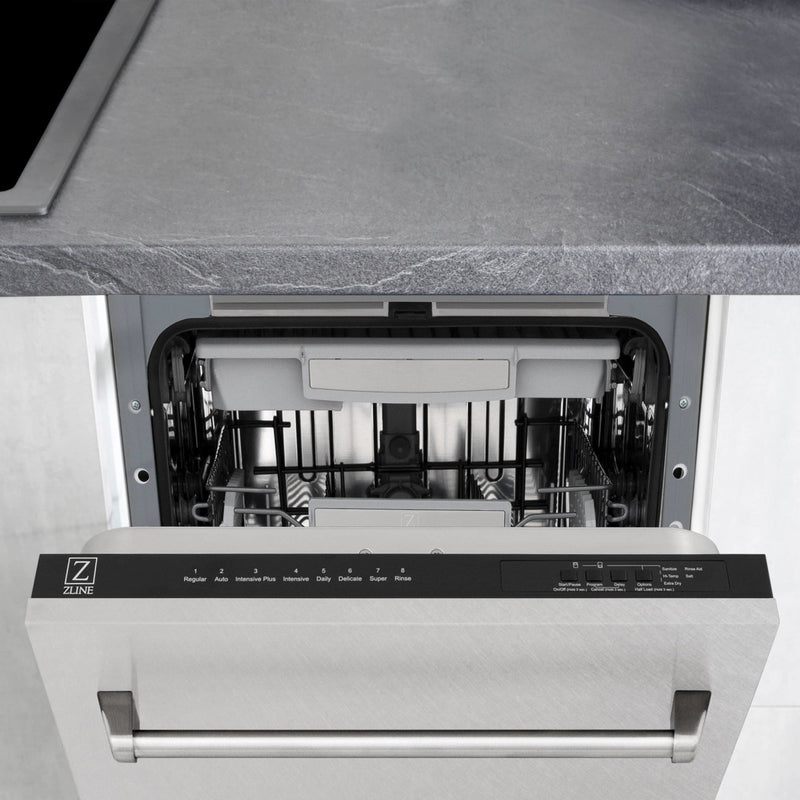 ZLINE 18" Tallac Series 3rd Rack Top Control Dishwasher in DuraSnow with Stainless Steel Tub, 51dBa (DWV-SN-18) Dishwashers ZLINE 