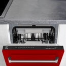 ZLINE 18" Tallac Series 3rd Rack Top Control Dishwasher in Red Gloss with Stainless Steel Tub, 51dBa (DWV-RG-18) Dishwashers ZLINE 
