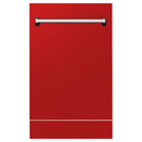 ZLINE 18" Tallac Series 3rd Rack Top Control Dishwasher in Red Matte with Stainless Steel Tub, 51dBa (DWV-RM-18) Dishwashers ZLINE 