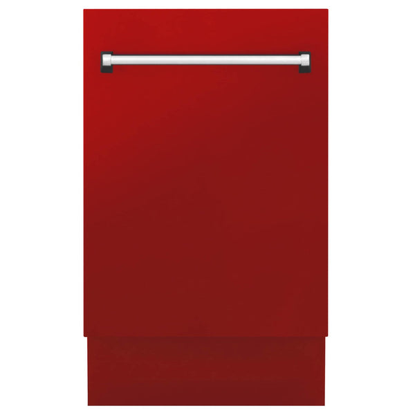 ZLINE 18" Tallac Series 3rd Rack Top Control Dishwasher in Red Matte with Stainless Steel Tub, 51dBa (DWV-RM-18) Dishwashers ZLINE 