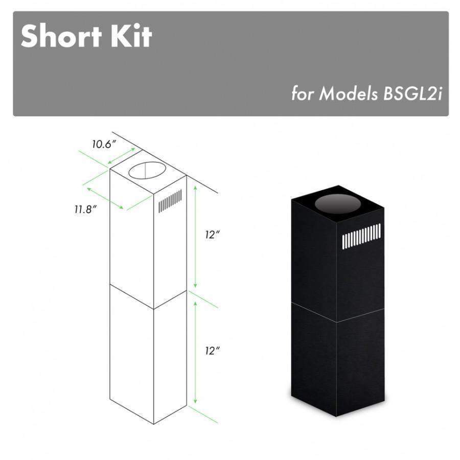 Black stainless steel chimney stack, rectangular top vented panel, 12 in sections